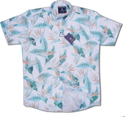Men Printed Casual White Shirt