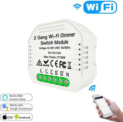Phlipton WiFi 2 Node Retrofit Dimmer Module | Support Fits Behind Any Switch Board