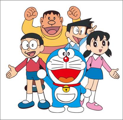 MANISHDECOR 50 cm Cartoon sujuka dorimon nobita jiyan suniyo image - kids room wall/glass sticker Self Adhesive Sticker