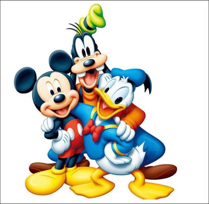 MANISHDECOR 50 cm Cartoon mikki and donld duck image - kids room wall/glass sticker Self Adhesive Sticker