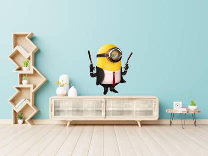 Vijaya enterprises 76 cm Decorative minion yellow gun funny mafia banana sticker [50x58cm] Self Adhesive Sticker