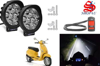 SHOP4U Waterproof 9 Cap LED Fog Light with Switch for Piaggio Vespa Elegante 150 Headlight, Fog Lamp Motorbike LED for Piaggio (12 V, 15 W)