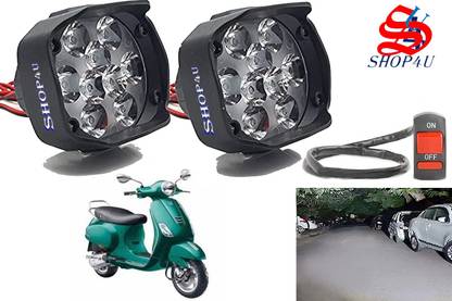 SHOP4U Waterproof 9 LED Fog Light with Switch for Piaggio Vespa VXL 150 Headlight, Fog Lamp Motorbike LED for Piaggio (12 V, 15 W)