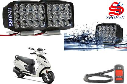 SHOP4U Waterproof 15 LED Fog Light with Switch for Hero Dash Headlight, Fog Lamp Motorbike LED for Hero (12 V, 15 W)