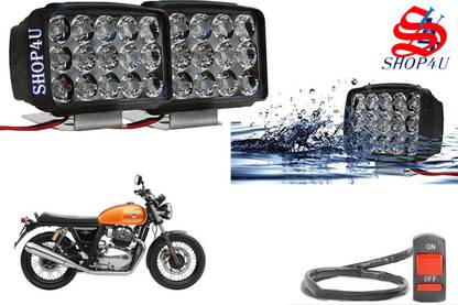 SHOP4U Waterproof 15 LED Fog Light with Switch for Royal Enfield Interceptor 650 Headlight, Fog Lamp Motorbike LED for Royal Enfield (12 V, 15 W)