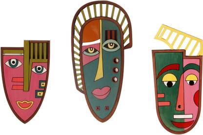 AAKRITI ART CREATIONS Gay & Gaity Wall Decor Mask set of 3 Pack of 3