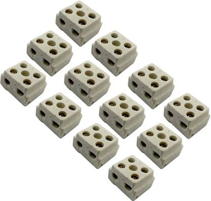 Venus Aqua 2 Way High Temp Porcelain Ceramic Connectors 2PIN-TRMINL- BLOCK-12PCS Terminal Block Connector Wire Connector