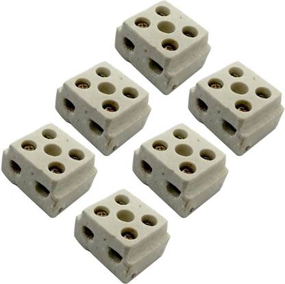 Venus Aqua 2 Way High Temp Porcelain Ceramic Connectors 2PIN-TRMINL- BLOCK-6PCS Terminal Block Connector Wire Connector