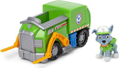 PAW PATROL Rocky's Recycle Truck Vehicle with Collectible Figure, for Kids Aged 3 and Up