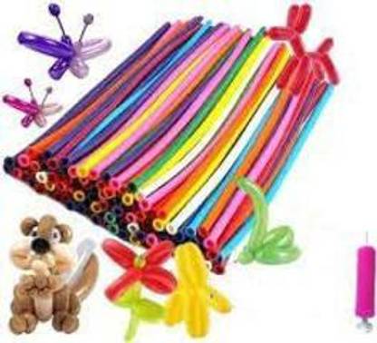JSBH Solid Long Balloon Animals kit Twisting with air Pump Multi Color (100pcs) Balloon