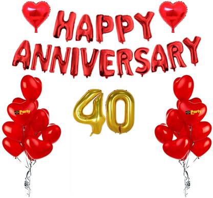 party pilot 40th Fortieth Ruby jubilee Happy Anniversary decoration kit for home