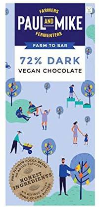 PAUL AND MIKE 72% Dark Vegan Chocolate, 68 g Bars