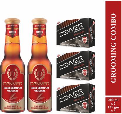 DENVER Beer Shampoo 200 Ml (Pack of 2) and 3 Black Code Soap (Pack of 3)