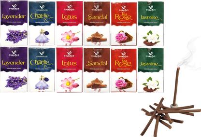 Adhvik Pack of 12 (18 Sticks Per Box) Multi-Fragrance Premium Dry Dhoop Incense Sticks Scented