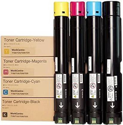 FINEJET 7120 COMPITABLE Color Pack Of 4 Toner For Xerox 7120-7125-7220-7225 Black + Tri Color Combo Pack Ink Cartridge