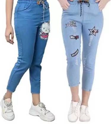Jogger Fit Girls Blue Jeans