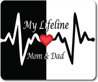 MIKKA My Life Line Mom Dad Quotes Printed Mouse Pad for Office Gaming Professiona6387 Non Slip Base Mousepad