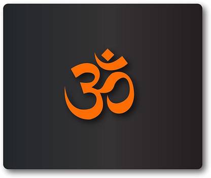 MIKKA Mousepad Om Black and Orange Logo Design Printed Rectangular Rubber Base Pr6498 Mousepad