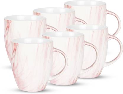 TREO Marble, 240 ml, Set of 6, Red Ceramic Coffee Mug