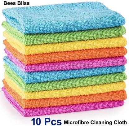Bee's Bliss Microfibre Cloth Cleaning Towel Washable Duster for Car bike Domestic Appliances Multicolor Cloth Napkins