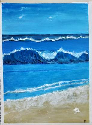 THEARTDECK WAVES Acrylic 23 inch x 16.5 inch Painting