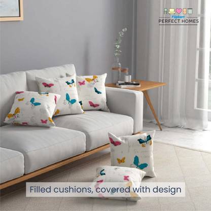 Flipkart Perfect Homes Microfibre Birds Cushion Pack of 3