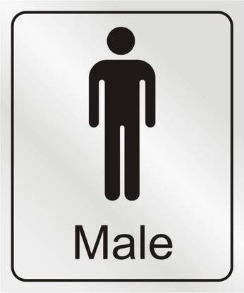 Creative Graphics 15.24 cm Male Toilet Sign Stainless Steel Board Sticker, Silver, 6"x5" Self Adhesive Sticker