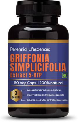 Perennial Lifesciences 100% Natural Griffonia Simplicifolia Extract 60 Capsules 5-Htp
