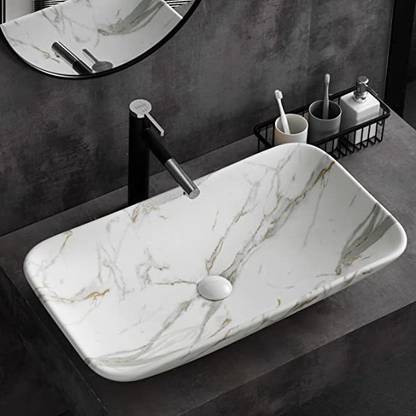 BASSINO Art Wash Basin Countertop Tabletop Ceramic Bathroom Sink/Basin (700X400X145MM) Table Top Basin