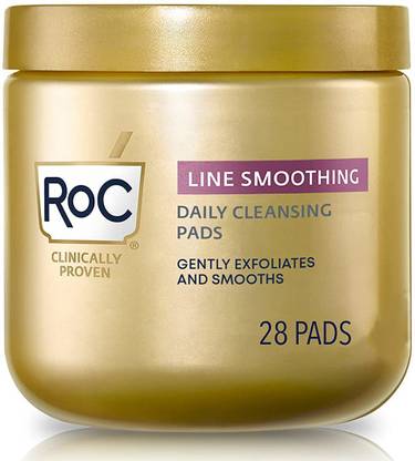 RoC Resurfacing Disks, Hypoallergenic Exfoliating Makeup Removing Pads, 28 Count Wrinkle Eye & Face Eraser
