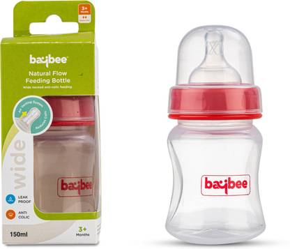 baybee Natural Flow Baby Feeding Bottle, Leak Proof Milk Feeding Bottle for New Born - 150 ml
