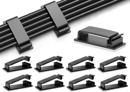 MERKEL 10Pcs / Self-Adhesive Cord Clip, Cable Storage, Cable Fixer, Cord Hook Cable Protector