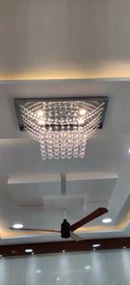 crystofalcan Crystal 6 LED Lights Chandelier 20X50 for Hall, Dining Area, Hotel, Temple Decor Chandelier Ceiling Lamp