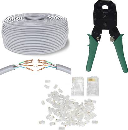 D25 ComboPack Of 100 Meter Outdoor UTP+RJ45 Cable Crimping Tool+50 PC RJ45 Connector Buy This Combo Kit And Make Your Own Patch/Lan Cable Corded Crimper