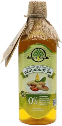 Amrut Shudh Organic Cold Pressed Groundnut Oil - 1000ml, Every Batch Lab Tested & 100% Pure Groundnut Oil Plastic Bottle