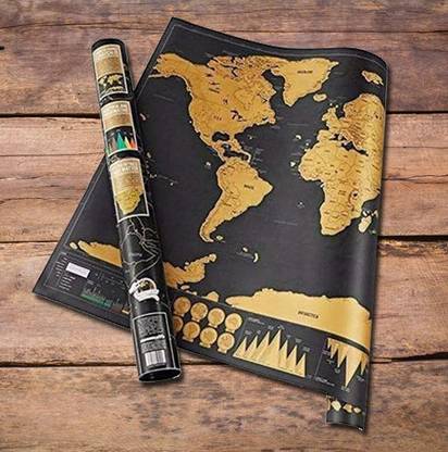 Countries Visited Scratch-Off World Map Wall Poster Paper Print