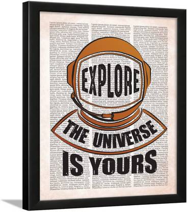 Motivational Quotes Frames - Framed Posters with Frame – Explore Universe & Space Quotes Wall Frames for OFFICE, STUDENT AND STUDY ROOM - Photos with Quotes - (13.6 X 10.6 inches) Paper Print
