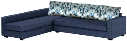 FURNY Aniston Designer Fabric LHS L Shape Sofa Set (Dark Blue) Fabric 5 Seater  Sofa