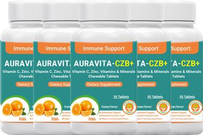 AURAVITA-C AURAVITA-CZB+ Vitamin C Chewable Tablets with Vitamin B Complex, D & E, Zinc