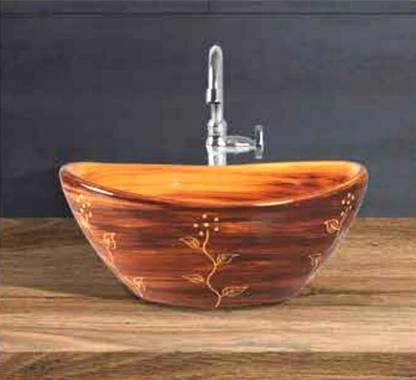 SOYO TABLE TOP WASHBASIN WOODEN COLOUR GLOSSY(17*14*7) 1000 Table Top Basin