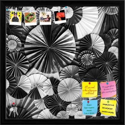 Artzfolio Abstract Black & White Paper Flower Art Notice Pin Soft Board with Push Pins Cork Bulletin Board
