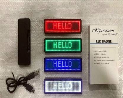 XPRESSIONS ELECTRONIC LED SCROLLING NAME BADGE RECHARGEABLE 1 Card Holder