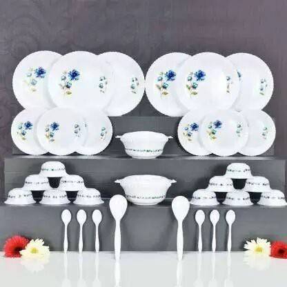 AANJANISUT Pack of 36 Plastic Plastic Unbre Designed Dinner Set for Kitchen (36 PCS) Dinner Set