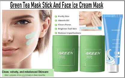 GFSU Green Mask Stick,Oil Control &Clean Pores for All Skin Types With Ice Cream Mask