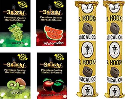 Puff Smart Grape, Watermelon, Kiwi And Double Apple With 2 Stick Magic Coal Hookah Charcoals