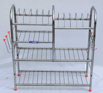 tsw Utensil Kitchen Rack Steel TSW Stainless Steel Kitchen Rack | Dish Rack | Round Pipe Stand (24x30 inches)