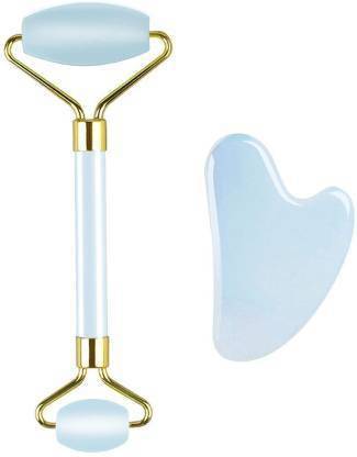 vihan marketing Opalite Face Roller and Gua sha Set Jade Roller For Face Massager and Gua Sha Set - Natural Opal Clear Blue- Massage Beauty Tools Massager