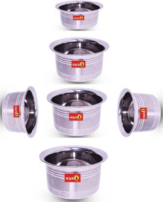 sun1 SUN1-STAINLESS STEEL 6-ADUKU COOKING AND SERVING SET(INDUCTION AND GAS BOTTOM) 3 L, 2.5 L, 2 L, 1.5 L, 1 L, 0.5 L capacity 22 cm diameter