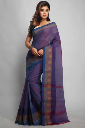 Indie Silks Woven Mangalagiri Pure Cotton Saree with Unstitched Blouse