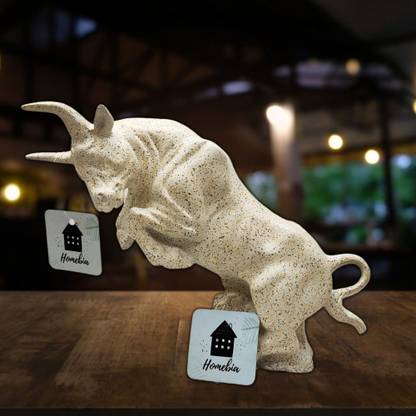 Homebia Handcrafted Stock Market Bull Statue Handicraft item Decorative Showpiece  -  17 cm
